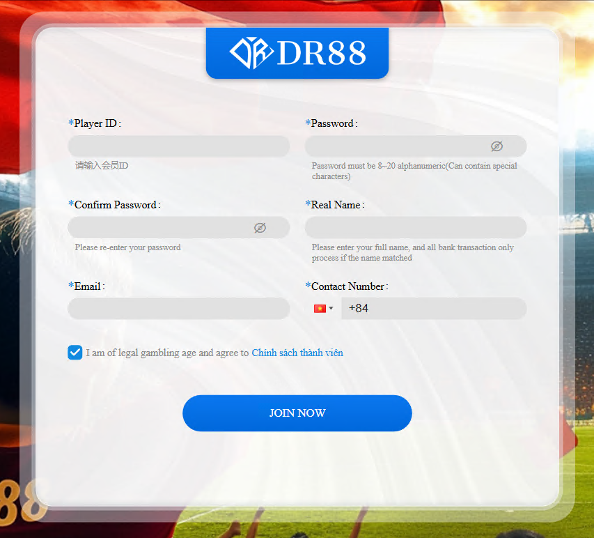 Hướng dẫn đăng ký tài khoản cá cược thể thao tại DR88